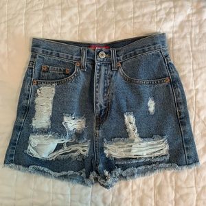 Ripped jean shorts